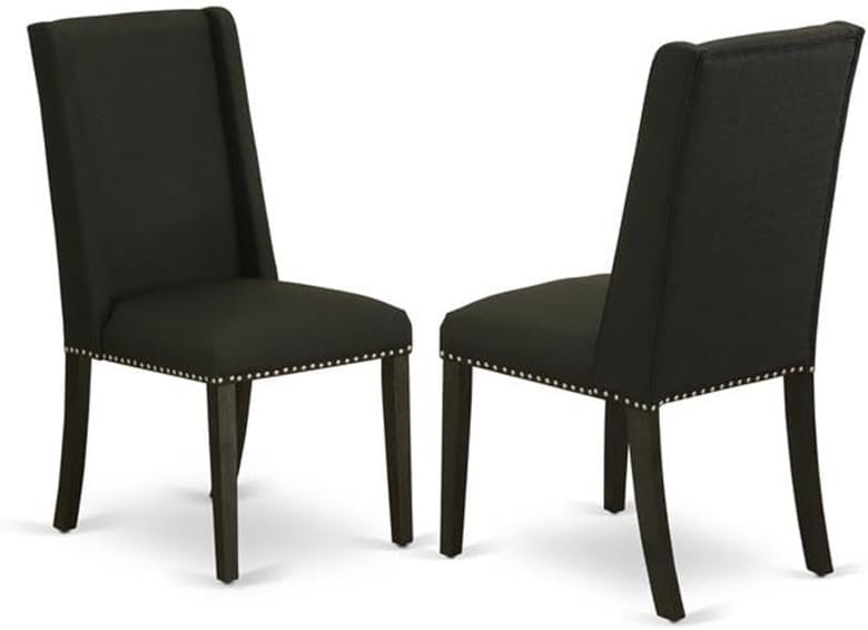 East West Furniture X677FL624-6 6 Piece Dining Set Contains a Rectangle Dining Room Table with X-Legs and 4 Black Linen Fabric Parson Chairs with a Bench, 40x72 Inch, Multi-Color