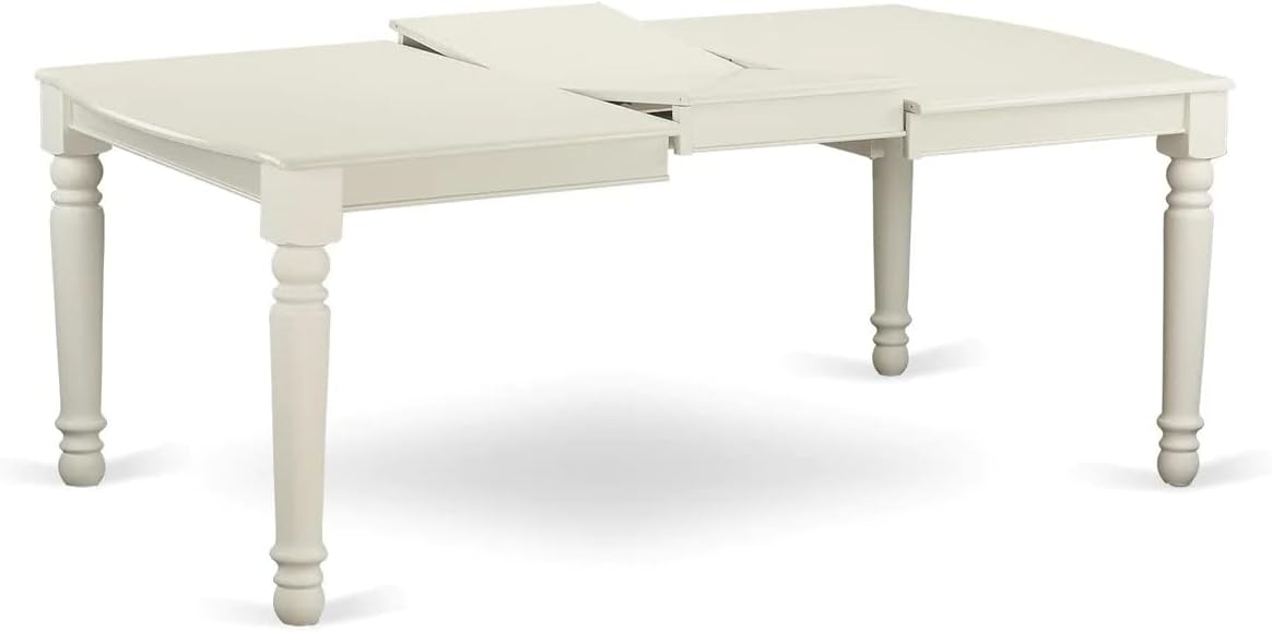 East West Furniture DOT-LWH-T Dover Modern Kitchen Table - a Rectangle Dining Table Top with Butterfly Leaf & Stylish Legs, 42x78 Inch, Linen White