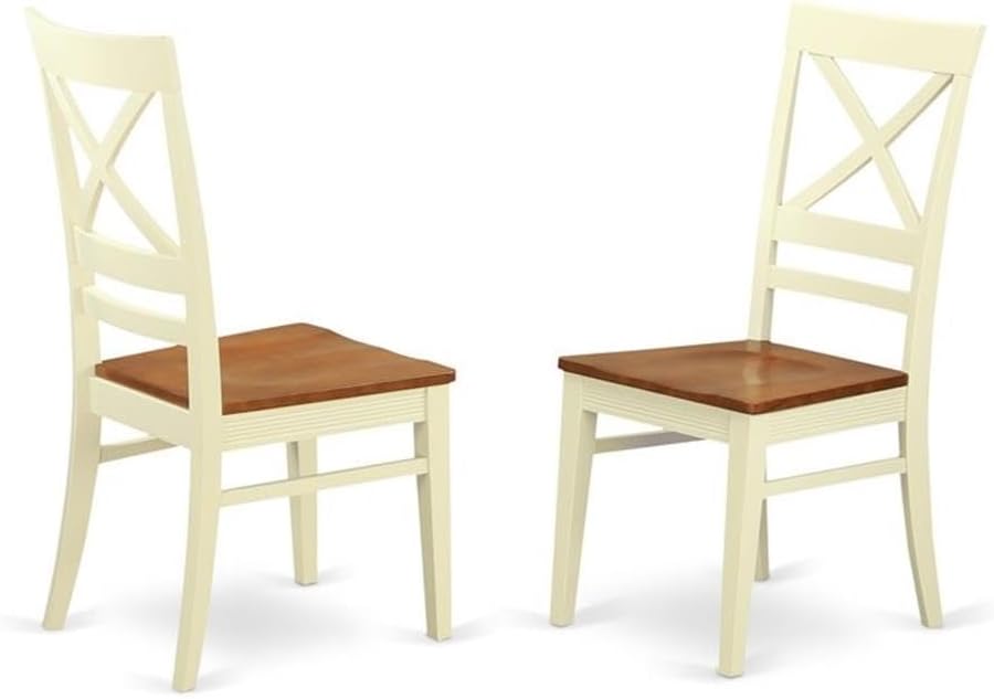 East West Furniture NIQU6-WHI-W 6 Piece Kitchen Table Set Contains a Rectangle Dining Table with Butterfly Leaf and 4 Dining Chairs with a Bench, 36x66 Inch, Buttermilk & Cherry