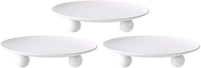 Scwhousi White Iron Plate Candle Holder,Decorative Iron Pillar Candle Holder, Set of 3,Candle Stand for Wax Candles