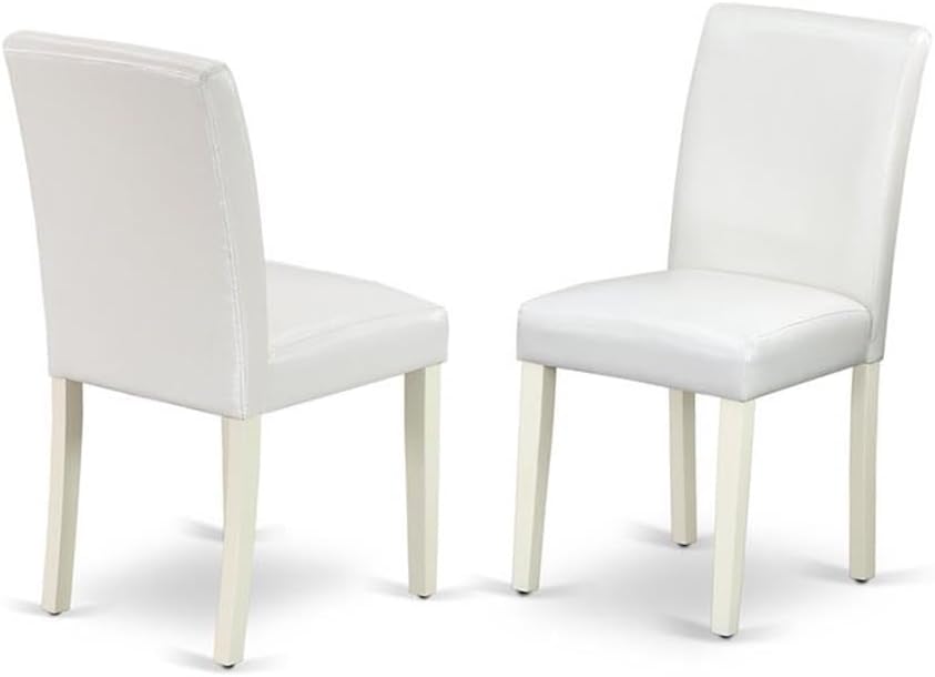 East West Furniture V097AB264-5 5 Piece Kitchen Table & Chairs Set Includes a Rectangle Dining Room Table with V-Legs and 4 White Faux Leather Upholstered Chairs, 40x72 Inch, Multi-Color