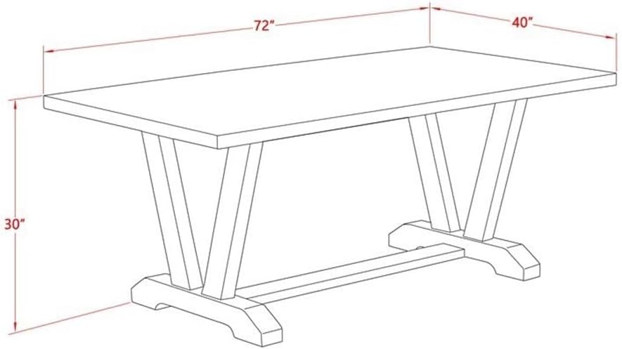 East West Furniture V027VE005-6 6 Piece Dining Table Set Contains a Rectangle Dining Room Table with V-Legs and 4 Grey Linen Fabric Parson Chairs with a Bench, 40x72 Inch, Multi-Color