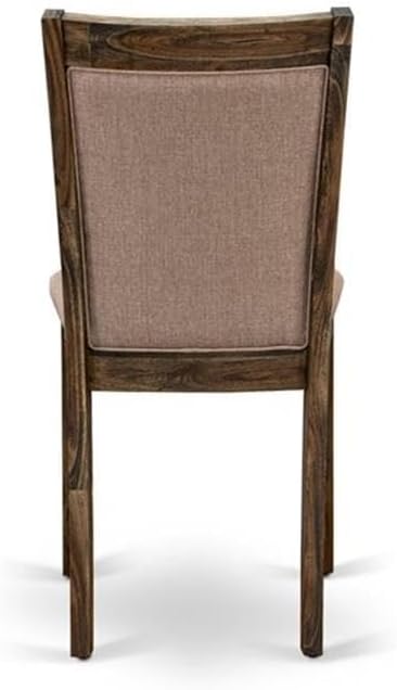East West Furniture X777MZ716-7 7 Piece Dining Set Consist of a Rectangle Dining Room Table with X-Legs and 6 Dark Khaki Linen Fabric Upholstered Parson Chairs, 40x72 Inch, Multi-Color
