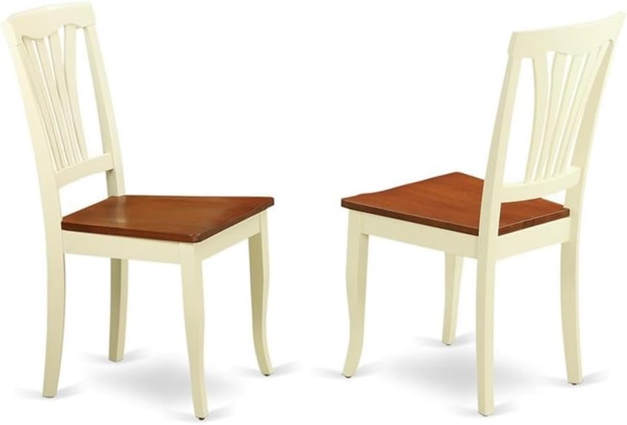 East West Furniture PLAV9-WHI-W 9 Piece Dining Set Includes an Oval Dining Room Table with Butterfly Leaf and 8 Wood Seat Chairs, 42x78 Inch, Buttermilk & Cherry