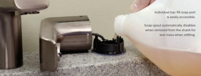 Bradley Metro Foam Soap Dispenser, Sensor Activated, Ring Light Indicates Low Battery Soap or Overflow, Deck Mounted, Auto Top Fill, Brushed Stainless Steel