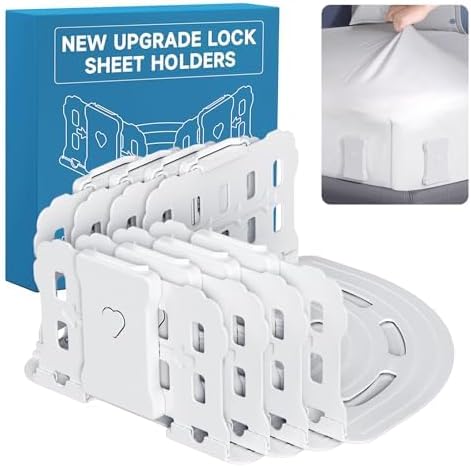 Bed Sheet Holders for Corners: 4 Pack Lock Sheet Holders with Reinforced Clips Keep Sheets Firm and Tight,No More Loose Sheets – Upgraded Extra Large Version for Twin,Full,Queen,King Size Mattresses