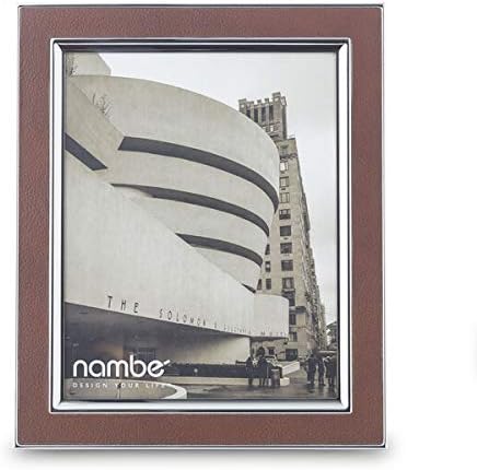 Nambe Novara Picture Frame, 4" x 6” | Photo Frame with Tempered Glass | Tabletop Display, Family, Friends, Wedding Gift, Home Office Décor | Silver Plate and Genuine Leather