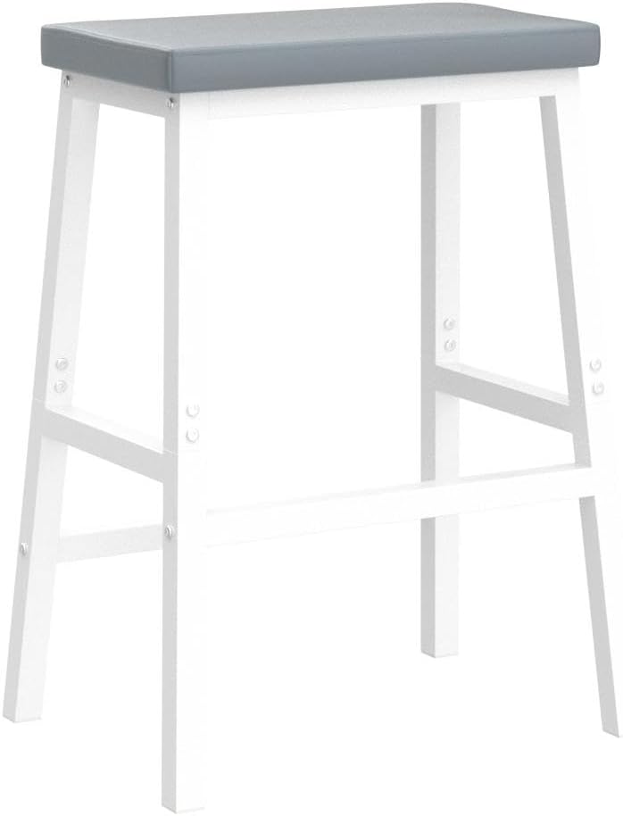 HOOBRO Bar Stools, Set of 2 Bar Chairs, PU Leather Upholstered Breakfast Stools, Easy Assembly, Suitable for Kitchen, Bar, Dining Room, White and Gray WG01MD01