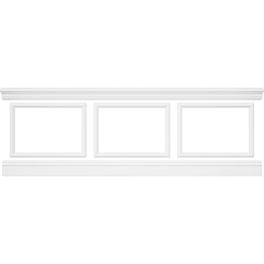 WPKUSQ101P032 94 1/2"L (Adjustable 32"H to 36"H) Ashford Square Panel Traditional Wainscot Paneling Kit
