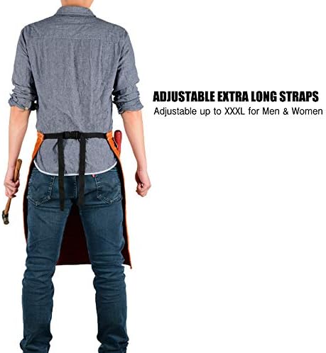 QeeLink Welding Waist Apron with Pocket 24" X 25" Leather Wasit Tools Half Aprons for Men and Women