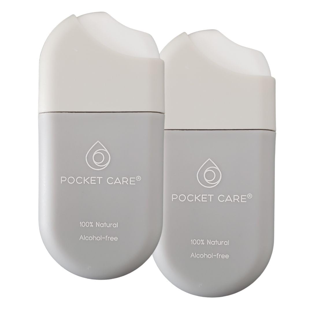 POCKET CARE | 2 Pack Unscented Hand Moisturizing cleanser Spray .50 Fl OZ each bottle - natural moisturizing | Organic | Travel Size - Travel Accessories