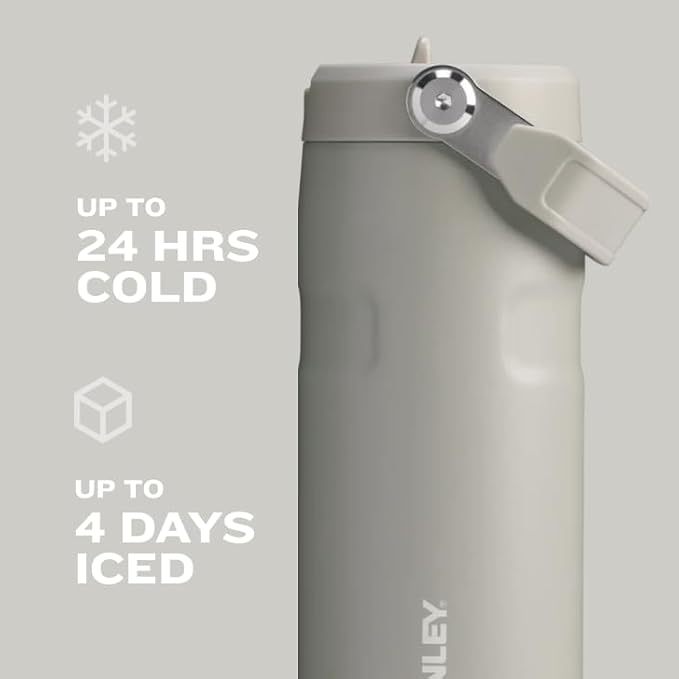 STANLEY IceFlow Flip Straw 2.0 Water Bottle 16 OZ | Built-In Straw with Larger Opening | Lightweight & Leak-Resistant | Insulated Stainless Steel | BPA-Free | Ash
