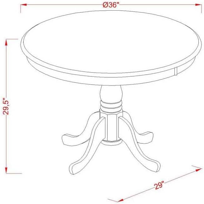 East West Furniture AMDA5-BCH-C 5 Piece Dining Room Table Set Includes a Round Kitchen Table with Pedestal and 4 Linen Fabric Upholstered Dining Chairs, 36x36 Inch, Black & Cherry