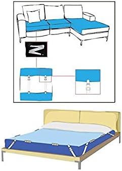 2 Set,4 Pieces 29" to 82'‘(75-220cm) Adjustable Under Mattress Bed/Fitted Sheet Fastener,Crisscross Bed Sheet Straps Suspenders,Slipcover Fastener,Long Strap Clip Bands (White)