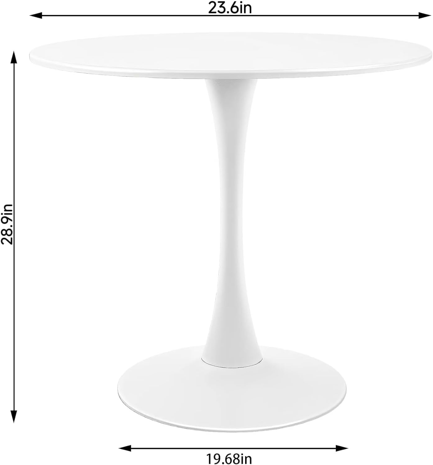 Round White Dining Table Modern Kitchen Table with Pedestal Base in Tulip Design, Mid-Century Leisure Table for 2 to 4 Person