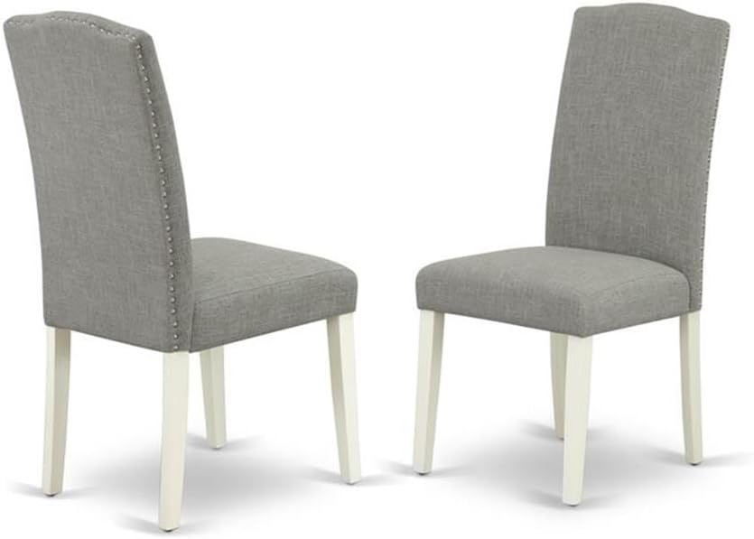 East West Furniture DOEN7-LWH-06 7 Piece Dining Room Set Consist of a Rectangle Wooden Table with Butterfly Leaf and 6 Dark Shitake Linen Fabric Parson Dining Chairs, 42x78 Inch, Linen White