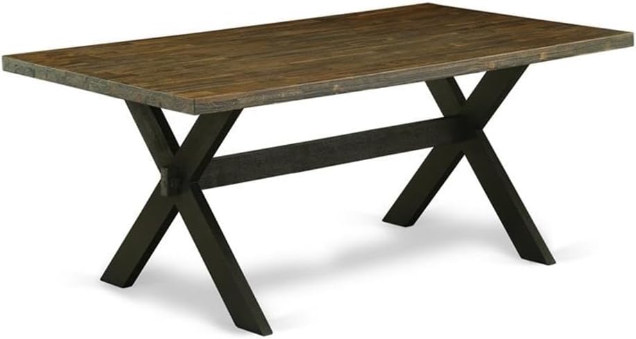 East West Furniture X677AB624-5 5 Piece Dining Set Includes a Rectangle Dining Room Table with X-Legs and 4 Black Color Linen Fabric Upholstered Parson Chairs, 40x72 Inch, Multi-Color