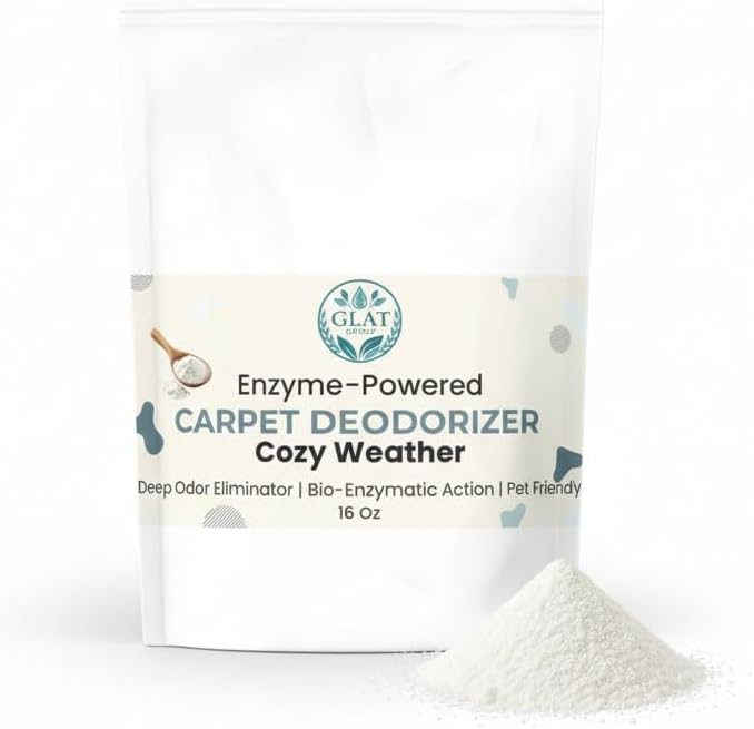 Enzyme-Powered Carpet Deodorizer (Powder) - Cozy Weather | Natural Pet Odor Eliminator | Bio-Enzymatic Formula, Premium Performance, Eco Friendly | 16 oz