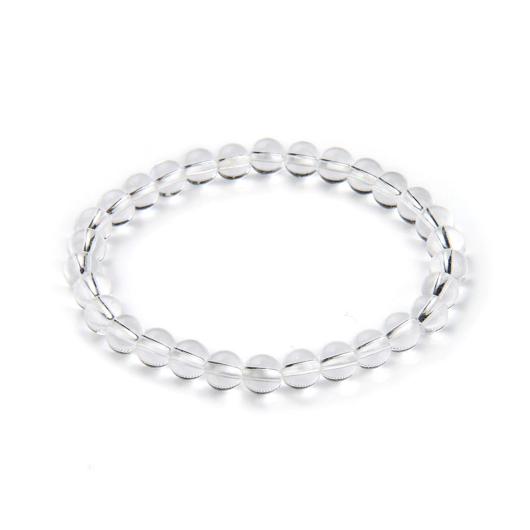 Adabele Real Natural Grade A Clear Crystal White Quartz Bracelet 8 Inch Stretch Gemstone Beaded Bracelet Chakra Healing Crystal Stone Jewelry Energy Quartz Rock GB6-C15