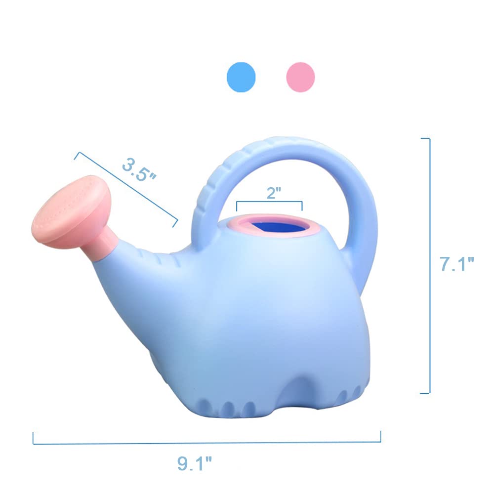 LOYUYU 0.4 Gallon Plastic Watering Can Small Lightweight Cute Indoor Outdoor Garden Plants, Watering Can with Shower Head Elephant: Pink