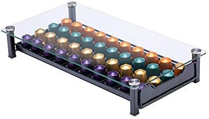 Rice rat Coffee Pod Storage Holder Capsules Originaline Drawer Organizer, Crystal Tempered Glass (40 Pods Capacity)