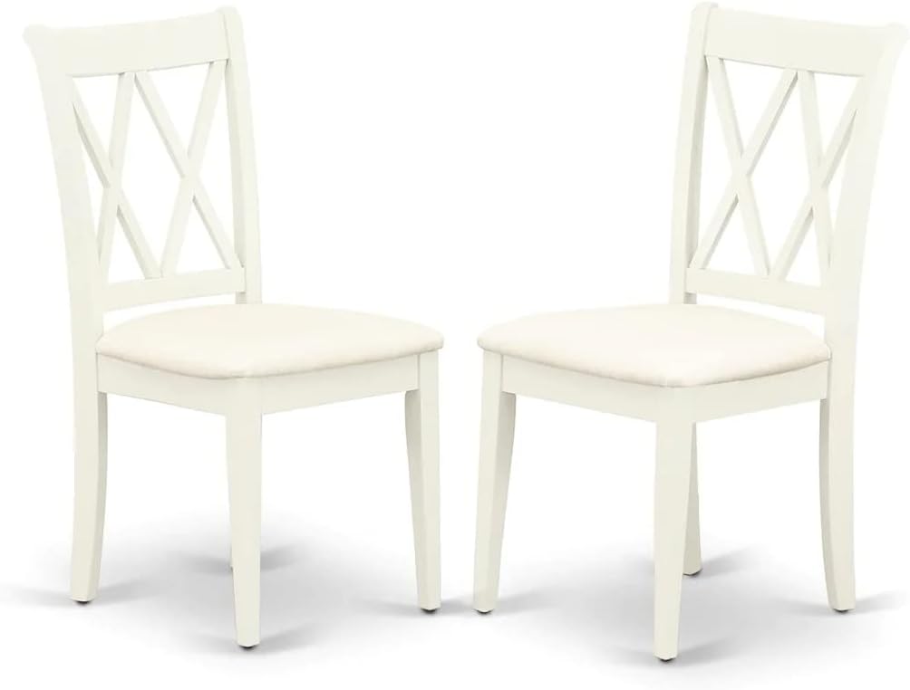 East West Furniture DOCL7-LWH-C 7 Piece Kitchen Table & Chairs Set Consist of a Rectangle Dining Table with Butterfly Leaf and 6 Linen Fabric Dining Room Chairs, 42x78 Inch, Linen White