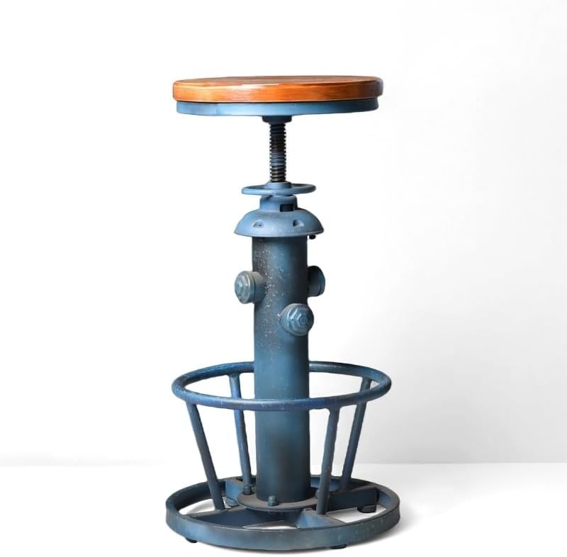 Retro Bar Stool Industrial Swivel Counter Stools for Kitchen Island 24.8-30.7inch Height Adjustable Vintage Fire Hydrant Design Coffee Stools Farmhouse Dining Chairs