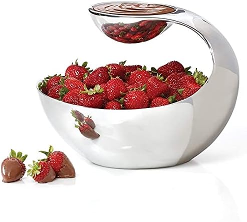 nambe Scoop Server, Mini | Two-Tiered Chip and Dip | Cold & Hot Appetizer Serving Bowl | Made of Metal Alloy | 7” D x 5.5” H | Designed by Wei Young (Silver)