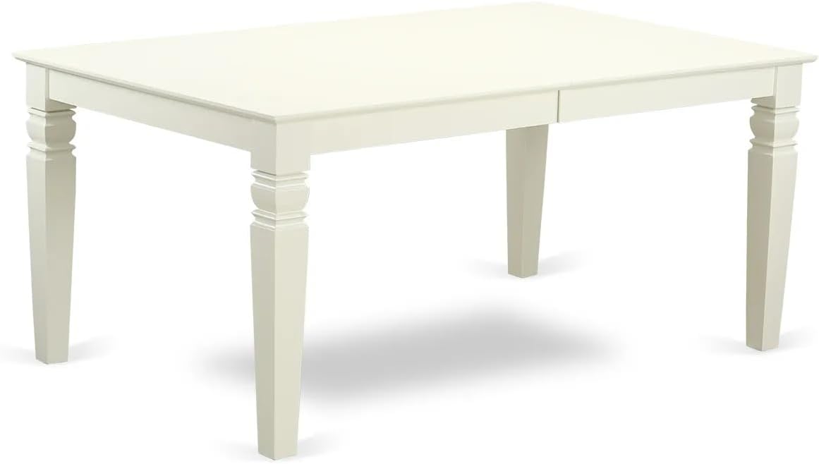 East West Furniture LGDA5-LWH-27 5 Piece Dining Room Set Contains a Rectangle Kitchen Table with Butterfly Leaf and 4 Polyester Fabric Upholstered Parson Chairs, 42x84 Inch, linen white