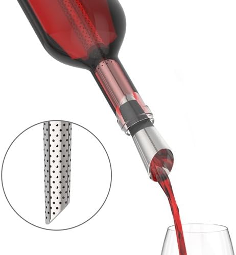 Host Wine Filter Pour Spout with Stopper, Stainless Steel Wine Purifier to Remove Histamines, Sulfite and Soften Tannins, Includes Stopper with Silicone Seal, Set of 1