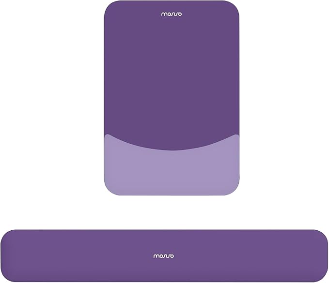 MOSISO Wrist Rest Support for Mouse Pad&Keyboard Set, Rectangular Ergonomic Mousepad Non-Slip Base Home/Office Pain Relief&Easy Typing Pad with Neoprene Cloth&Raised Silicone Lining, Imperial Purple