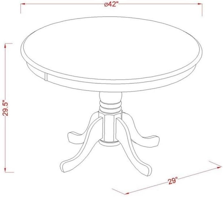 East West Furniture HBDU5-MAH-C 5 Piece Modern Dining Table Set Includes a Round Wooden Table with Pedestal and 4 Linen Fabric Dining Room Chairs, 42x42 Inch, Mahogany