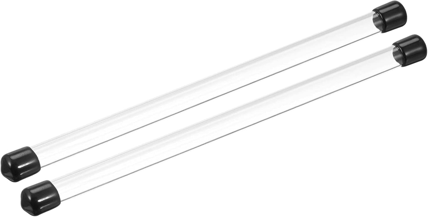 PATIKIL Clear Rigid Tube Round Plastic Tubing with Black Rubber Caps Polycarbonate Water Pipe, 305mm/ 12 Inch Length, 7mmx8mm/0.28"x0.31", 2 Set