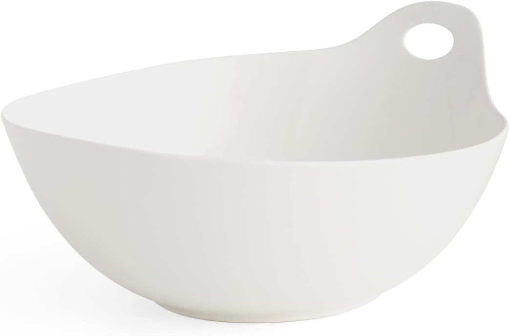 Nambe Portables Round Serving Bowl – 11-inch, Porcelain Salad Bowls, Fruit Display Dish for Kitchen Counter, Serve Side Dishes at Dinner Party Buffet, Microwave and Dishwasher Safe