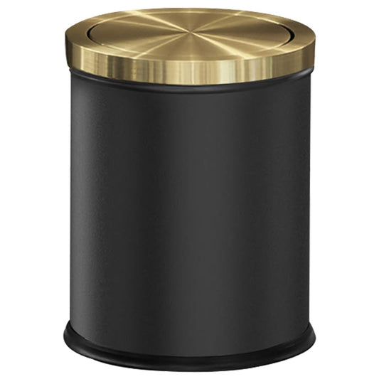 4GAL Bathroom Trash Can with Lid, Small Trash Can with Bronze lid,Black and Gold Waste Basket for Bathroom,Kitchen，Living Room,Hotel,Office (Black)