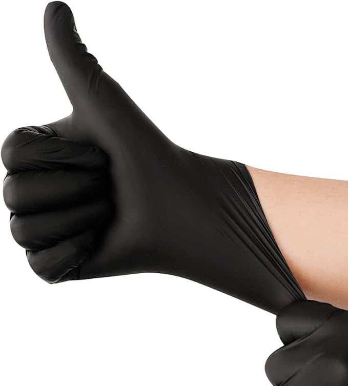 Black Disposable Nitrile Latex & Powder Free 6-Mil Gloves 100 Count, Textured, Mechanic Wearing, Cleaning, Food Black Large