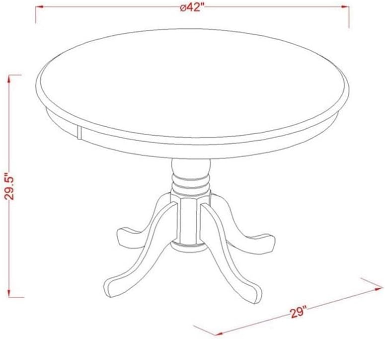 East West Furniture HLQU3-BMK-W 3 Piece Dining Room Table Set Contains a Round Kitchen Table with Pedestal and 2 Dining Chairs, 42x42 Inch, Buttermilk & Cherry