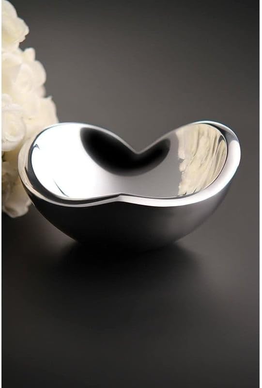 Nambe Alloy Classic Heart Bowl, Heart Shaped Modern Design, For Wedding, Anniversary, Valentine’s Day, Love Bowl, 8.5-Inch
