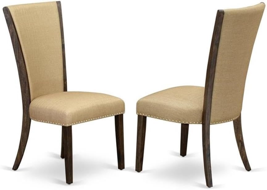 East West Furniture X797VE703-5 5 Piece Dining Set Includes a Rectangle Dining Room Table with X-Legs and 4 Brown Linen Fabric Upholstered Parson Chairs, 40x72 Inch, Multi-Color