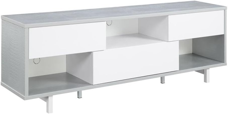 Convenience Concepts Newport Ventura 60" TV Stand, Gray Faux Croc / White