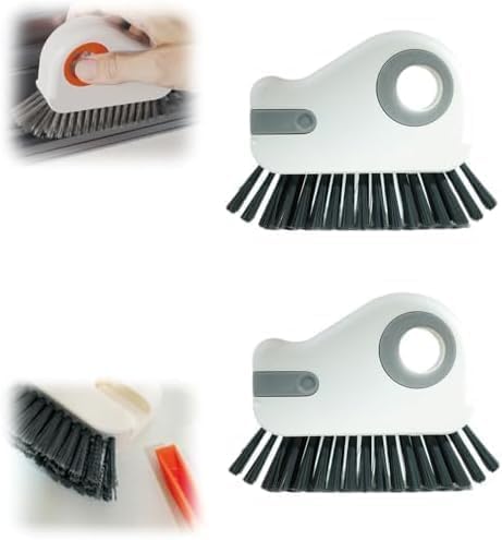 2 in 1 Groove Cleaning Brush Window Track Cleaning Tools, Multifunction Window Track Cleaner with Hard Bristle and Hidden Scraper, Crevice Brush for Sliding Door Track Window Seal Sill