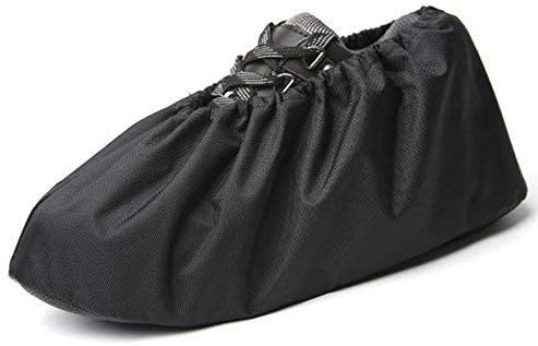 Jron 5 Pairs Premium Reusable Washable Shoe Cover Boot Covers for Contractors (5 Pairs | US 7-9 For Shoes/US 7-8 For Boots, Black)