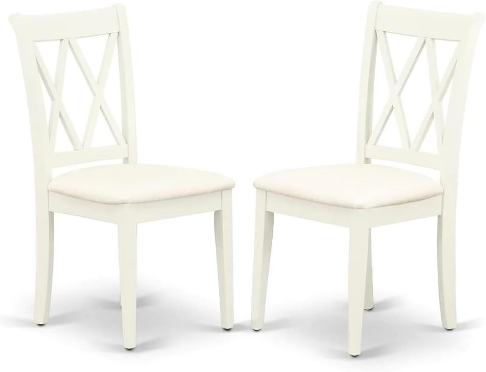 East West Furniture DOCL5-LWH-C 5 Piece Dinette Set for 4 Includes a Rectangle Dining Table with Butterfly Leaf and 4 Linen Fabric Dining Room Chairs, 42x78 Inch, Linen White