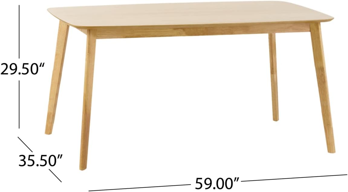 Christopher Knight Home Alma Mid-Century Wood Dining Set with Fabric Chairs, 5-Pcs Set, Natural Oak / Green Tea