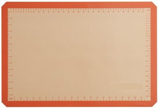 Full Size Silicone Baking Mat, Orange, Non-Stick, 16.5 x 24.5 Inch, Heavy-Duty Fiberglass Construction with Measurements, for Baking and Food Prep