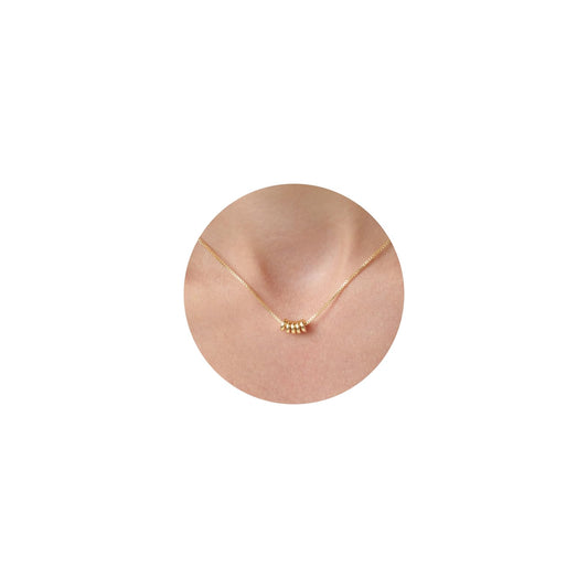 GUOKE Flat Bead Necklace - 14K Gold Plated Dainty Gold Necklace Simple Jewelry for Women