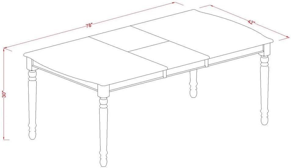 East West Furniture DOT-MAH-T Dover Dining Table - a Rectangle Wooden Table Top with Butterfly Leaf & Stylish Legs, 42x78 Inch, Mahogany