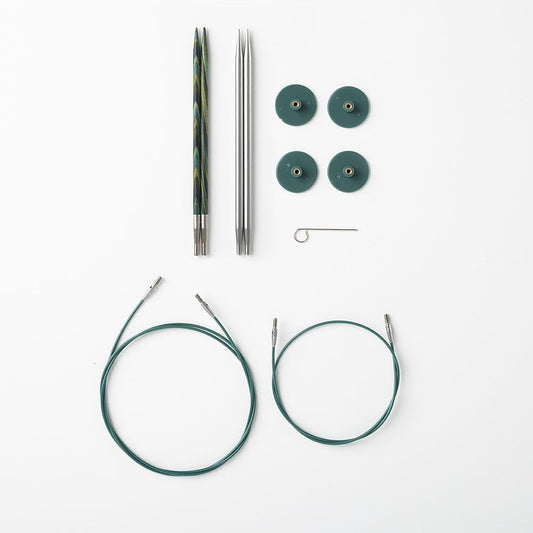 Knit Picks Try It Wood and Stainless Steel Interchangeable Knitting Needle Set - US 6 and 7 (Caspian and Reflections Stainless Steel)