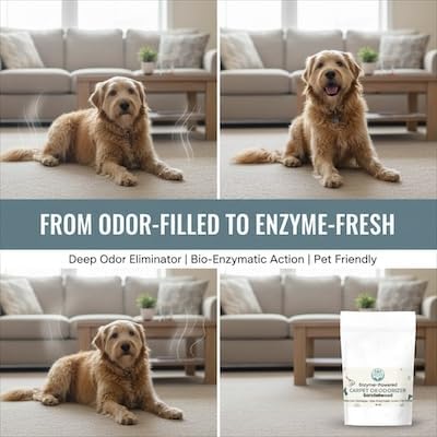 Enzyme-Powered Carpet Deodorizer (Powder) - Sandalwood | Natural Pet Odor Eliminator | Bio-Enzymatic Formula, Premium Performance, Eco Friendly | 16 oz