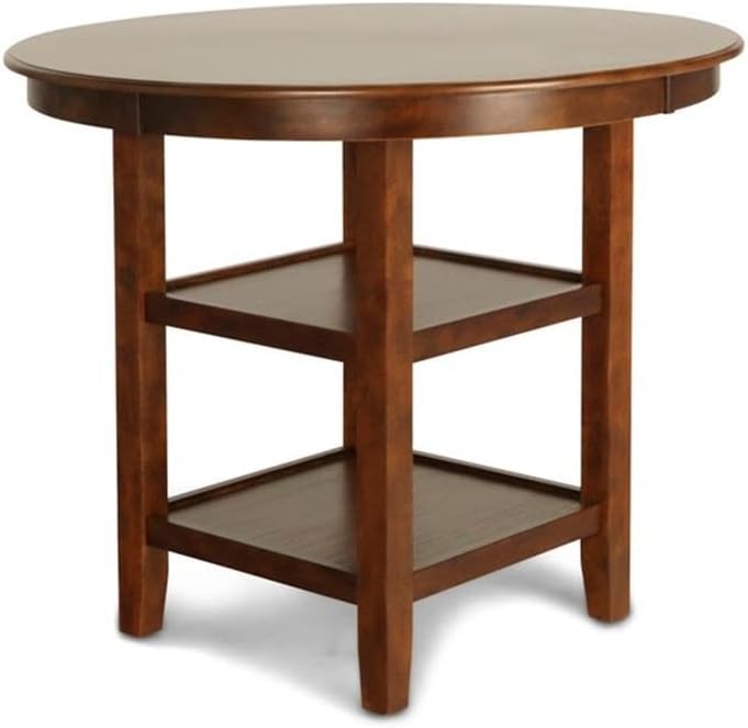 New Classic Furniture Gia 5-Piece Round Counter Height Set with 1 Dining Table and 4 Chairs, 42", Brown